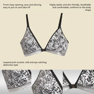Luipaardprint bh met voorsluiting en dunne bandjes sexy en comfortabele dagelijkse kleding.