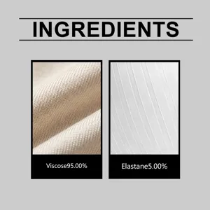 Fabric detail view showcasing 95% viscose and 5% elastane soft breathable material texture.