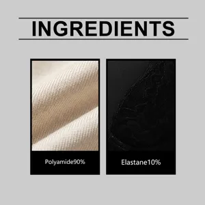 Lace bra fabric composition detail display featuring 90% polyamide and 10% elastane texture.