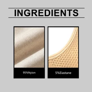 Comfortable wireless bra fabric detail showing 95% nylon and 5% elastane composition.