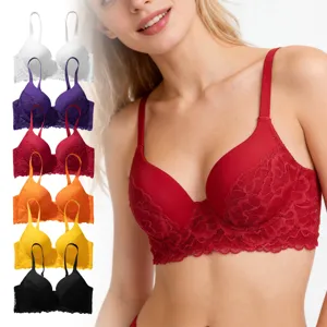Women's lace underwire push-up bra, elegant floral design, comfortable and supportive fit.