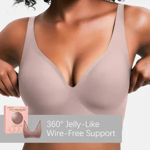 Naadloze beugelloze bh met 360-graden ondersteuning, dagelijks comfort ademend elastisch bralette.