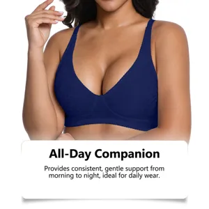 Vue détaillée du soutien-gorge push-up sans armatures et sans couture en tissu texturé.