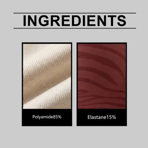Gros plan sur les details du tissu en polyamide et elasthane pour un confort optimal.