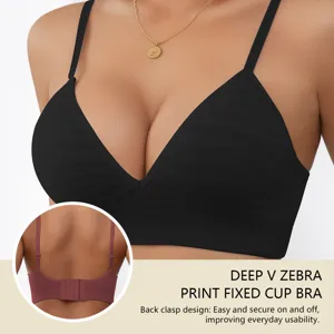 Soutien-gorge bonnet fixe imprime zebre col en V profond avec un excellent soutien.