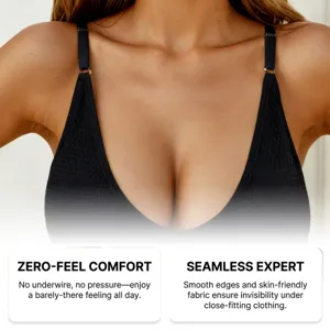 Zeriluna women wireless bra seamless comfort breathable soft daily underwear detail view