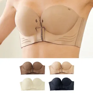 Reggiseno push-up senza spalline con fibbia anteriore e coppe 3D per tenuta invisibile