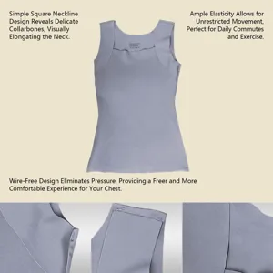 Square neckline ribbed camisole with built-in chest pads for comfort and daily wear.