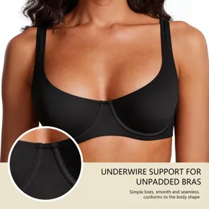 Reggiseno nero con ferretto e spalline larghe per un sostegno naturale e comodo da indossare.