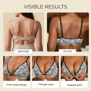 Zeriluna luipaard driehoek BH met voorsluiting sexy comfortabele dagelijkse lingerie