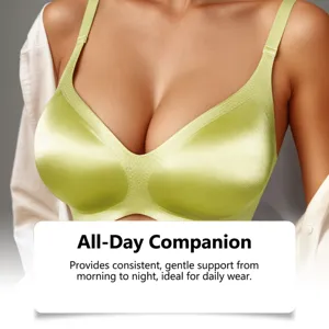 Comfortable seamless push-up bra in light green, smooth supportive design for daily wear.