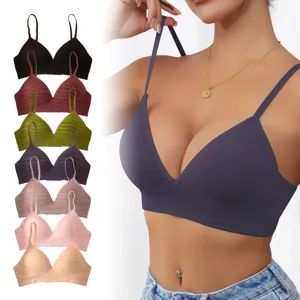 Bralette sans coutures motif zébré col V profond avec fines bretelles lingerie femme