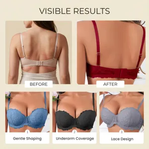 Comfortable push-up lace bra with gentle shaping and underarm coverage for daily wear.