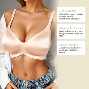 Comfortable seamless push-up bra in nude color, lightweight support with breathable fabric design.