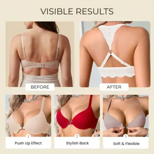 Front closure push up bra with stylish back design, comfortable, breathable and seamless.
