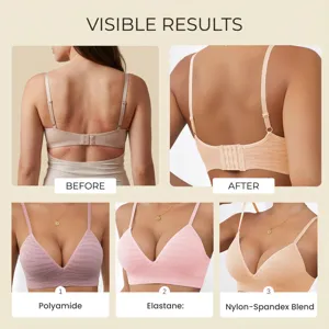 Vue détaillée du soutien-gorge push-up zébré à col V montrant des résultats de soutien visibles.