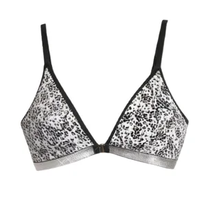Dames leopard print driehoek bh met zwarte bandjes en voorsluiting dagelijkse lingeri