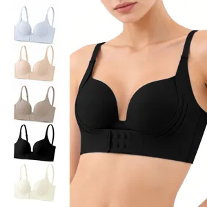 Reggiseno Senza Cuciture Chiusura Frontale Senza Ferretto Comodo Push Up Bralette Tinta Unita Intimo Quotidiano Per Donne