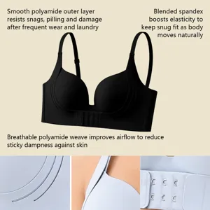 Reggiseno push-up senza cuciture con chiusura frontale, misto poliammide per massimo comfort.