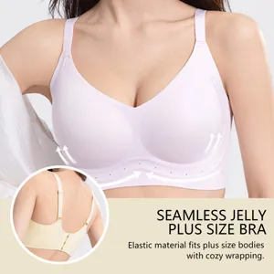 Seamless jelly plus size bra with soft wireless support and cozy wrapping daily fit.