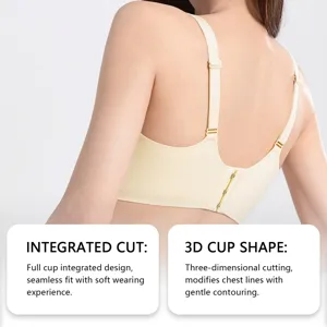 Back detail view of seamless wireless plus size bra with adjustable straps and soft support.