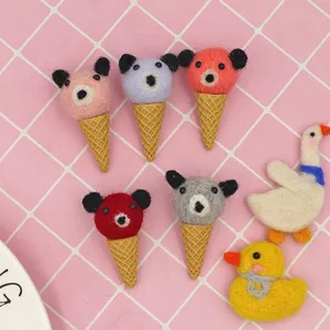 Wollen vilt beer ijsbroche DIY handgemaakte accessoire schattige dieren hanger.