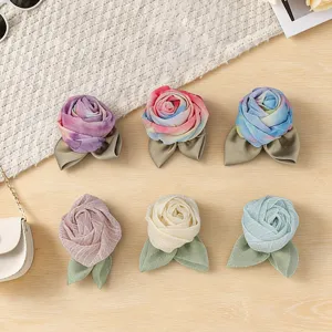 Mesh fabric rose flower details, decorative apparel accessories and wrist flower view.