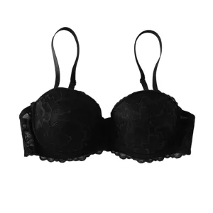 Black lace push-up bra, comfortable wireless daily wear women lingerie main product view