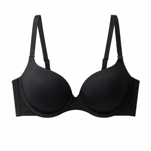 Black push-up bra for women, minimalist daily comfort style, breathable and smooth fit.