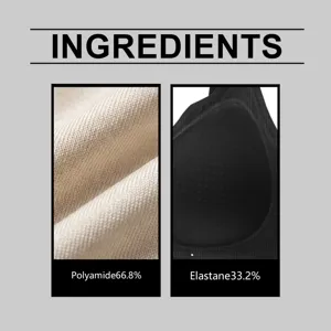 Fabric composition detail shot showing polyamide and elastane material for seamless bra support.
