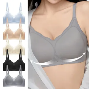 Seamless push-up bra detail view, comfortable breathable fabric with multi-color options available.