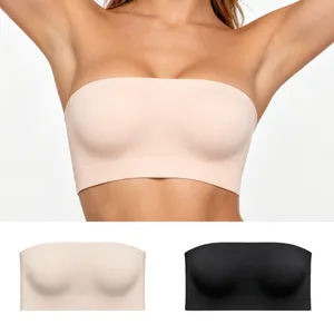Comfortable strapless seamless bra in nude and black summer thin anti-slip tube top
