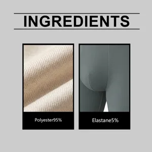 Men's breathable boxer briefs fabric material ingredient composition detail close up display.
