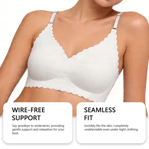 Cómodo sujetador sin costuras ni aros con escote en V profundo y soporte suave y flexible.