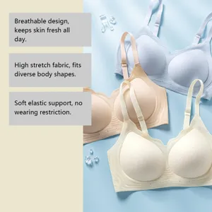 Seamless push up bra with breathable design, high stretch fabric, and soft support.