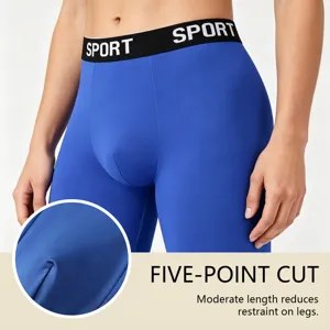 Men breathable sports boxer briefs, elastic waist compression shorts, comfortable five-point cut.