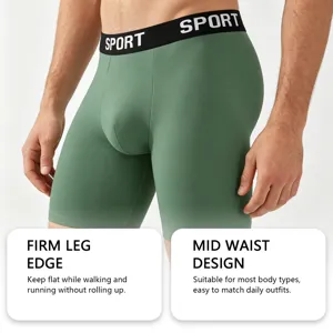 Men's breathable boxer briefs with mid-waist design and firm anti-rolling leg edge.