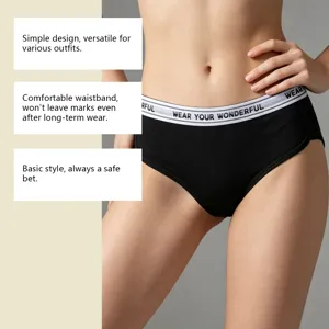 Vista dettagliata di comodi slip neri da donna con elegante cinturino elastico.