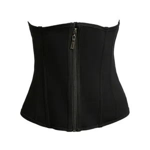 Black waist trainer corset for women body shaper breathable front zipper shapewear