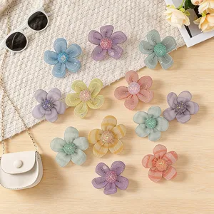 Handmade mesh sequin five-petal flower accessories for DIY hair clips, hats, and clothing decoration.