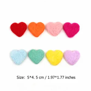 New medium wool felt flat heart DIY accessories hair clip clothing decoration detail view