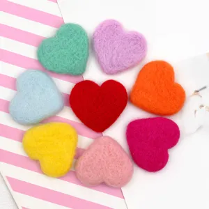 Handmade Wool Felt Flat Love Heart DIY Jewelry Accessories Craft Supplies Cute Heart Shape Hair Ornament Clothing Decor