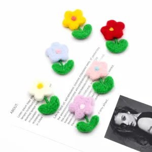 Kids Wool Felt Flower DIY Accessories Handmade Cute Daisy Flower Patch For Clothing Decoration Craft Supplies