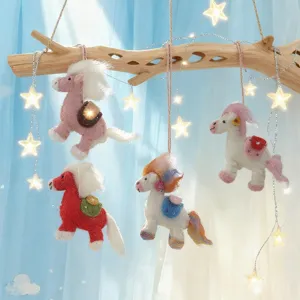 Felt horse plush hanging ornaments cute animal toys for kids room nursery decor set of ponies