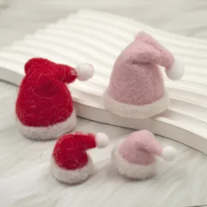 Wool felt Santa hat detail, ideal for DIY Christmas crafts, festive decor, and cute accessories.