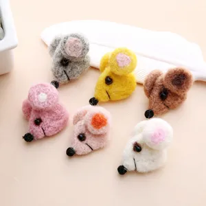 Cute wool felt mouse brooch DIY accessories colorful cartoon animal fashion decor items
