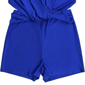 Sexy halter deep V-neck waist tie romper for women, stylish club party short jumpsuit.