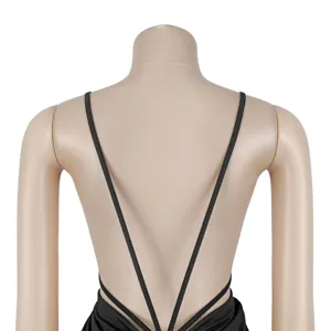 Women backless thin strap crossover banquet bodycon dress back detail view fashion apparel