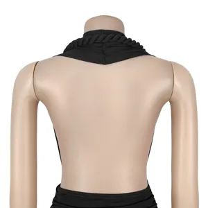 Sexy black halter backless mini dress for women, perfect for club and party night out.
