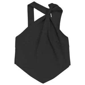 Black halter neck knot sleeveless top elegant women summer fashion casual apparel chic design